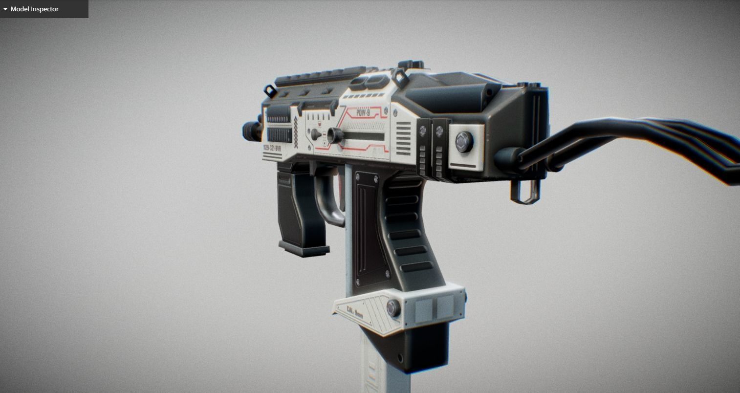 SubMachine Gun Low-poly 3D model_8