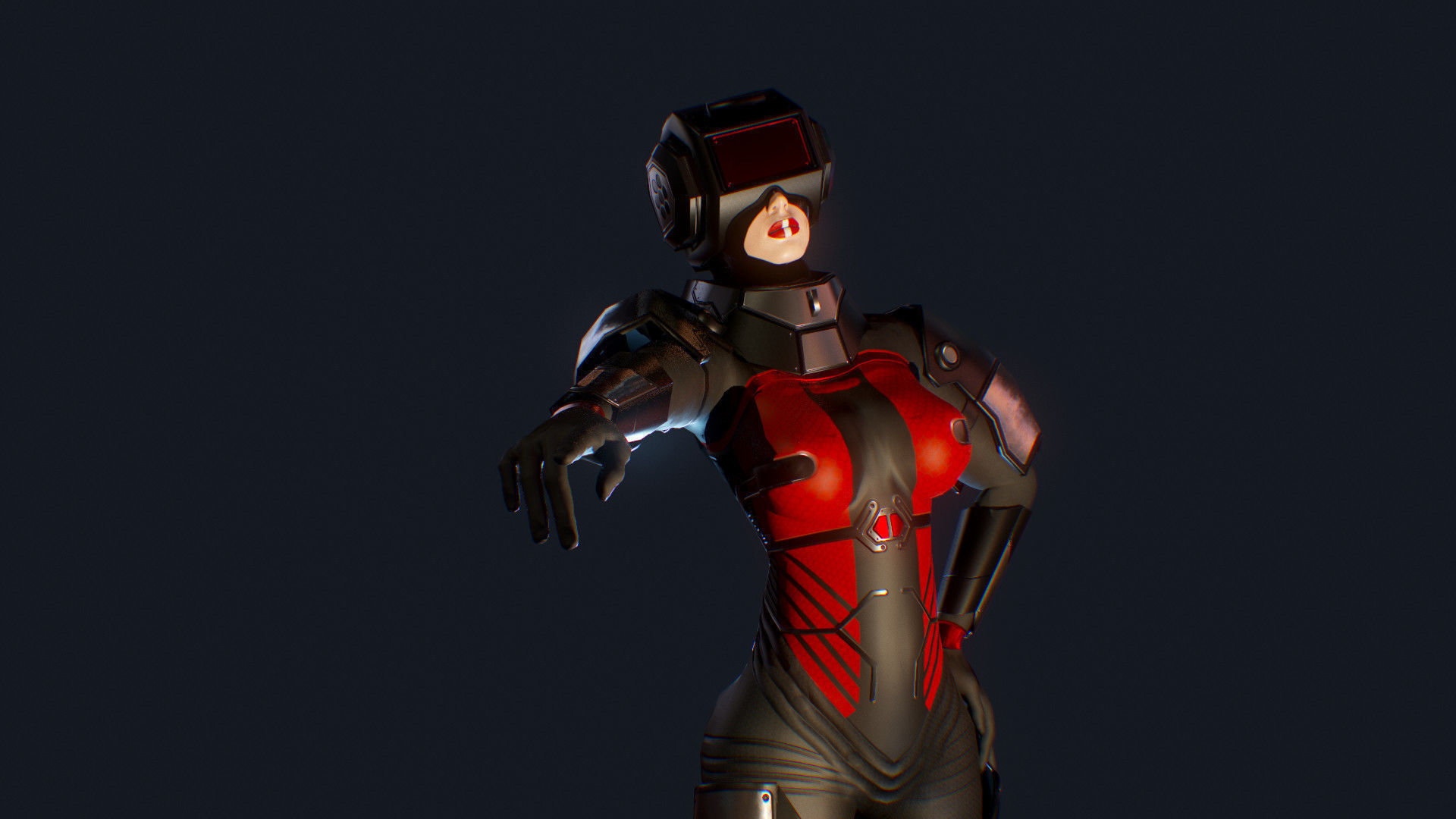 Sci-Fi Female Scout Low-poly 3D model_1