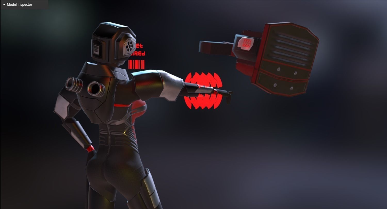 Sci-Fi Female Scout Low-poly 3D model_7