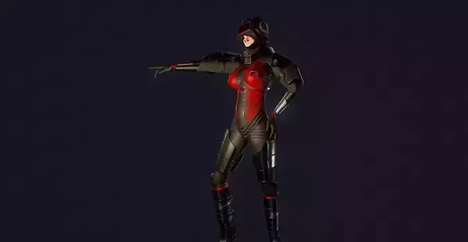 Sci-Fi Female Scout Low-poly 3D model