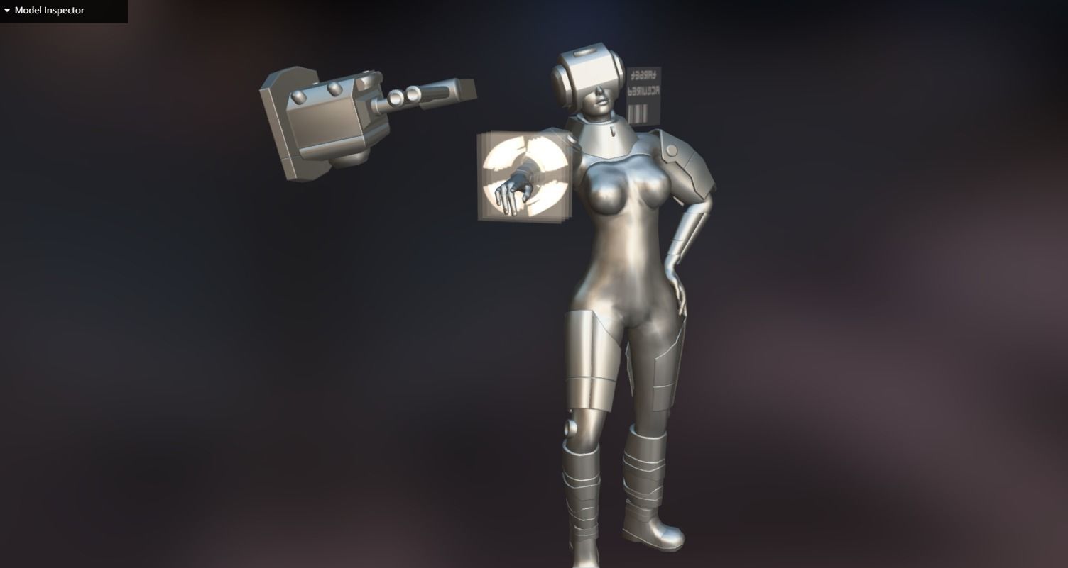 Sci-Fi Female Scout Low-poly 3D model_11