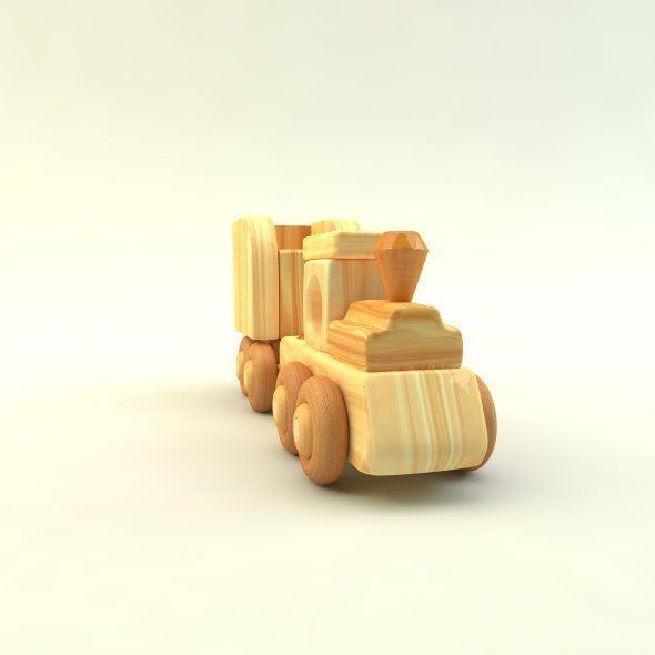 wooden toy train Low-poly 3D model_10
