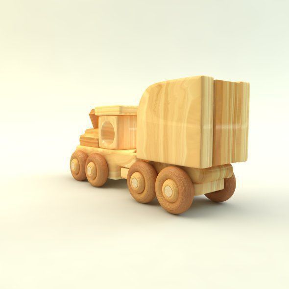 wooden toy train Low-poly 3D model_22
