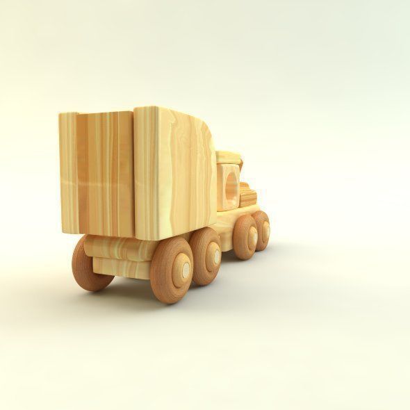 wooden toy train Low-poly 3D model_18