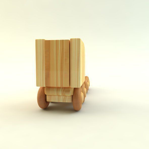 wooden toy train Low-poly 3D model_21