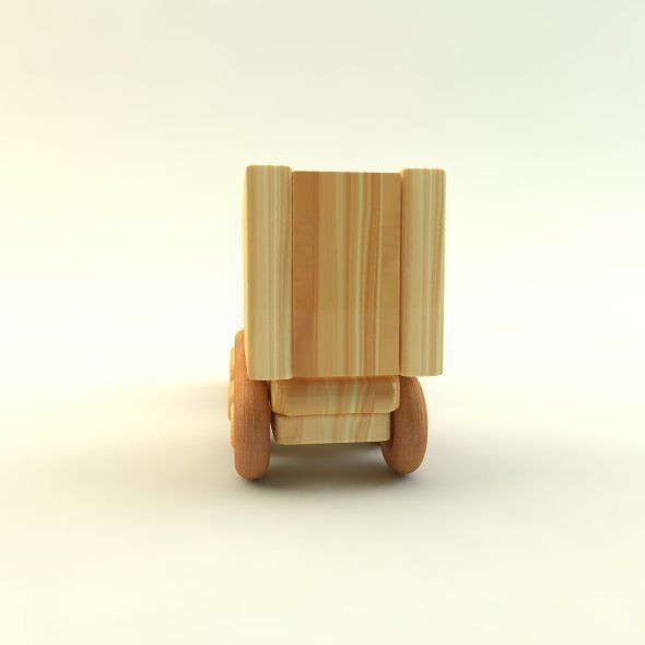 wooden toy train Low-poly 3D model_19