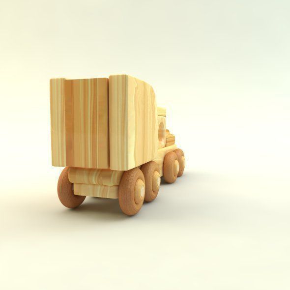 wooden toy train Low-poly 3D model_20