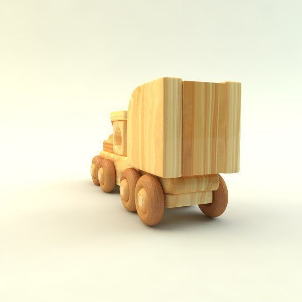 wooden toy train Low-poly 3D model_23