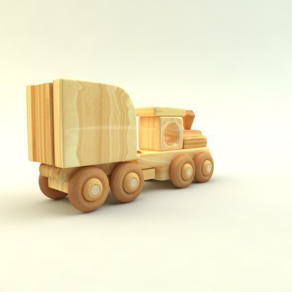 wooden toy train Low-poly 3D model_17