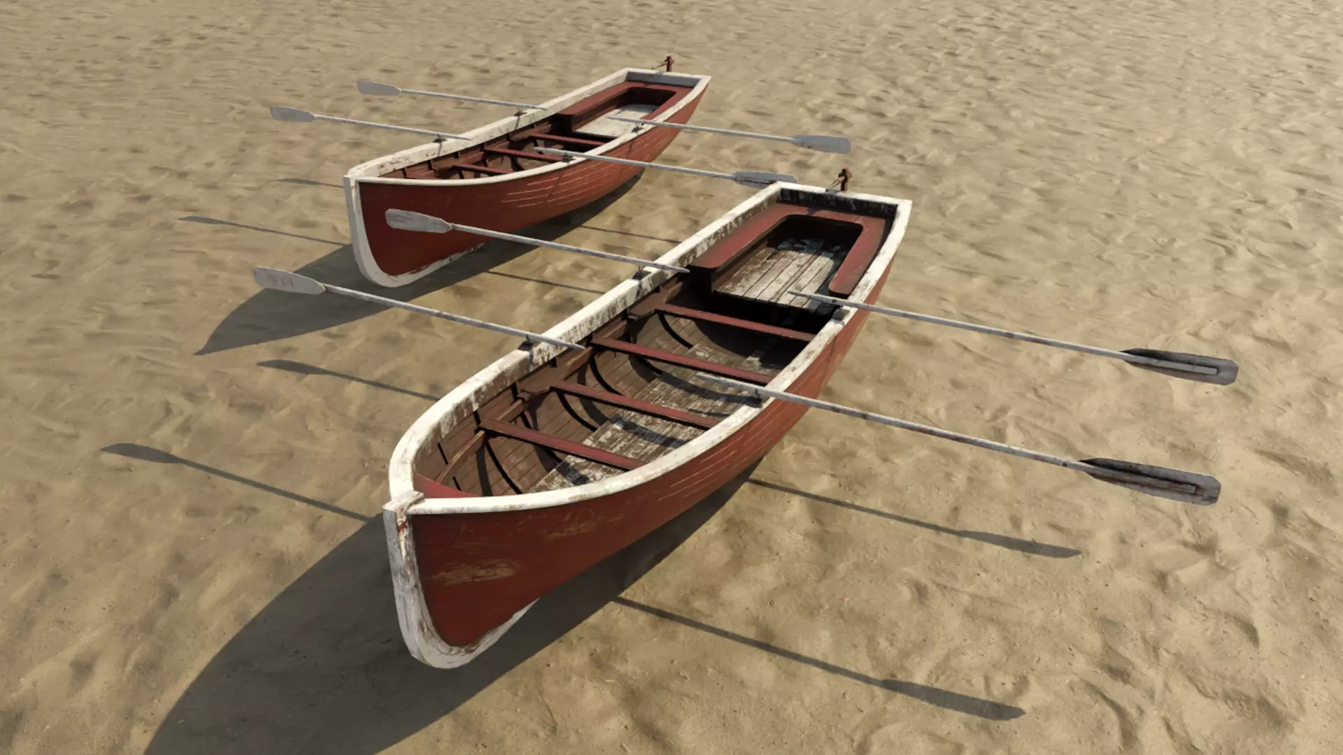 Low Poly PBR Row Boat Low-poly 3D model_1
