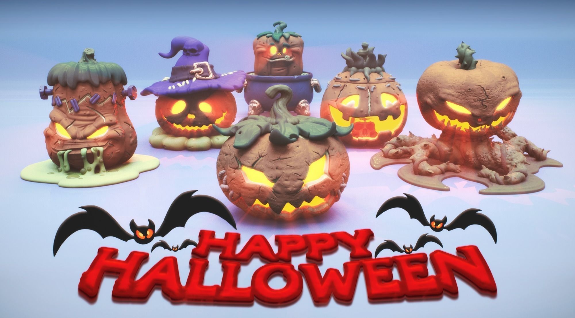 HALLOWEEN PUMPKINS PACK 3D print model_0
