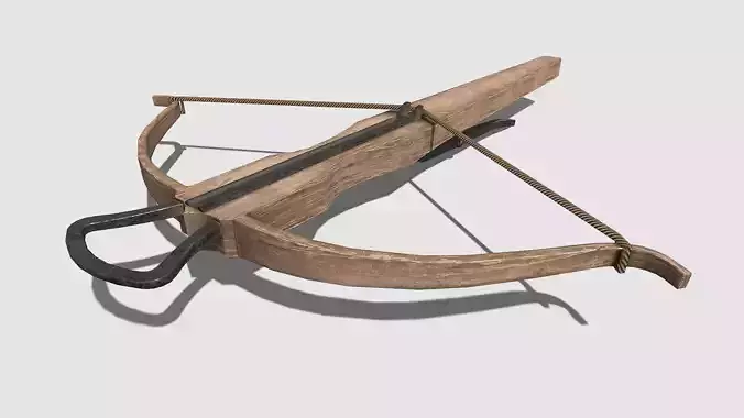 Low Poly PBR Game Ready Crossbow wooden Low-poly 3D model