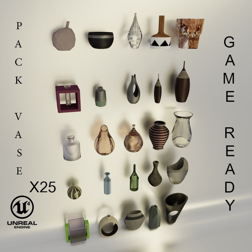 Vase pack x25 3D model