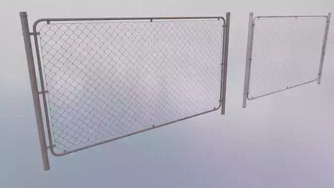 Low Poly PBR Modular Chain Link Fence Low-poly 3D model