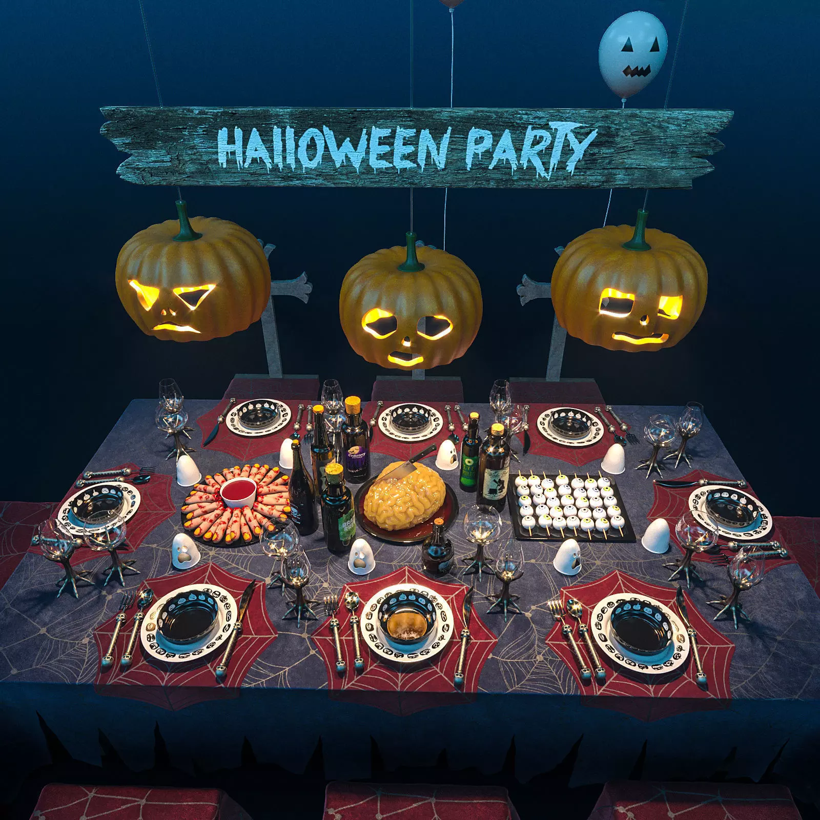 Halloween Party Set 3D model_0