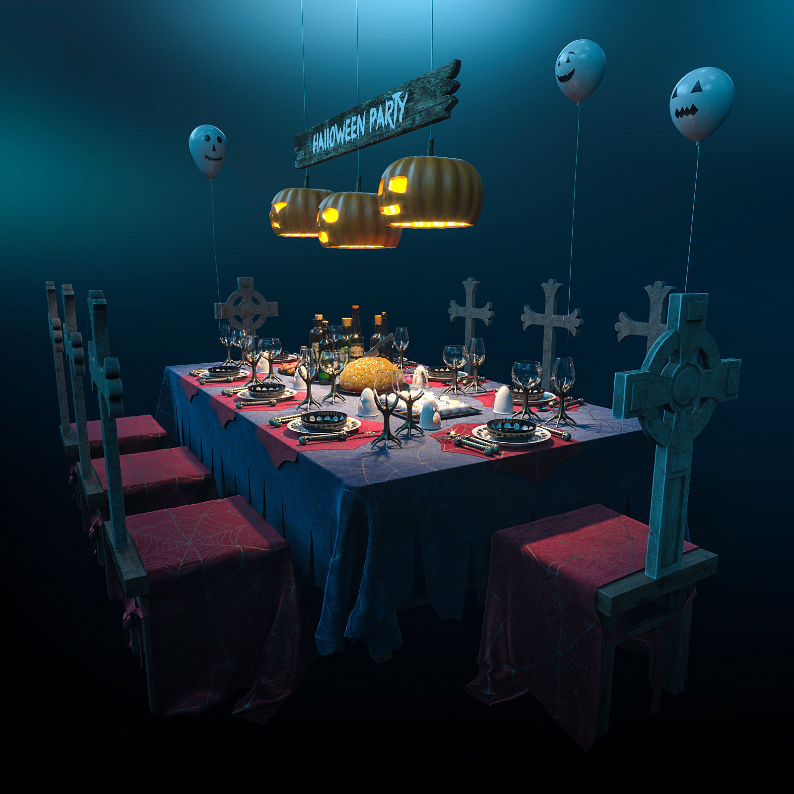 Halloween Party Set 3D model_1