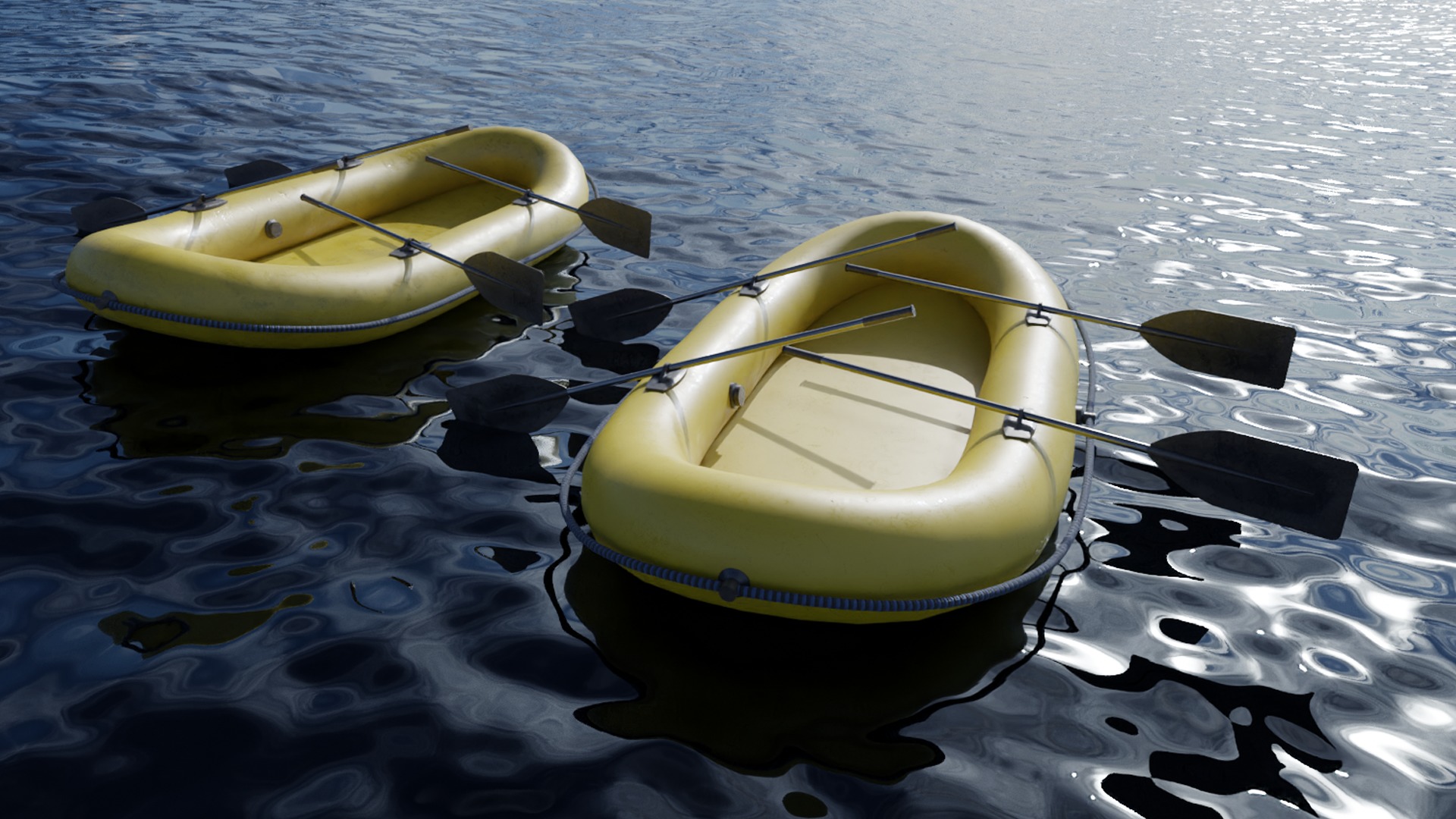 Inflatable Boat - Rubber Dinghy - Liferaft Low-poly 3D model_1