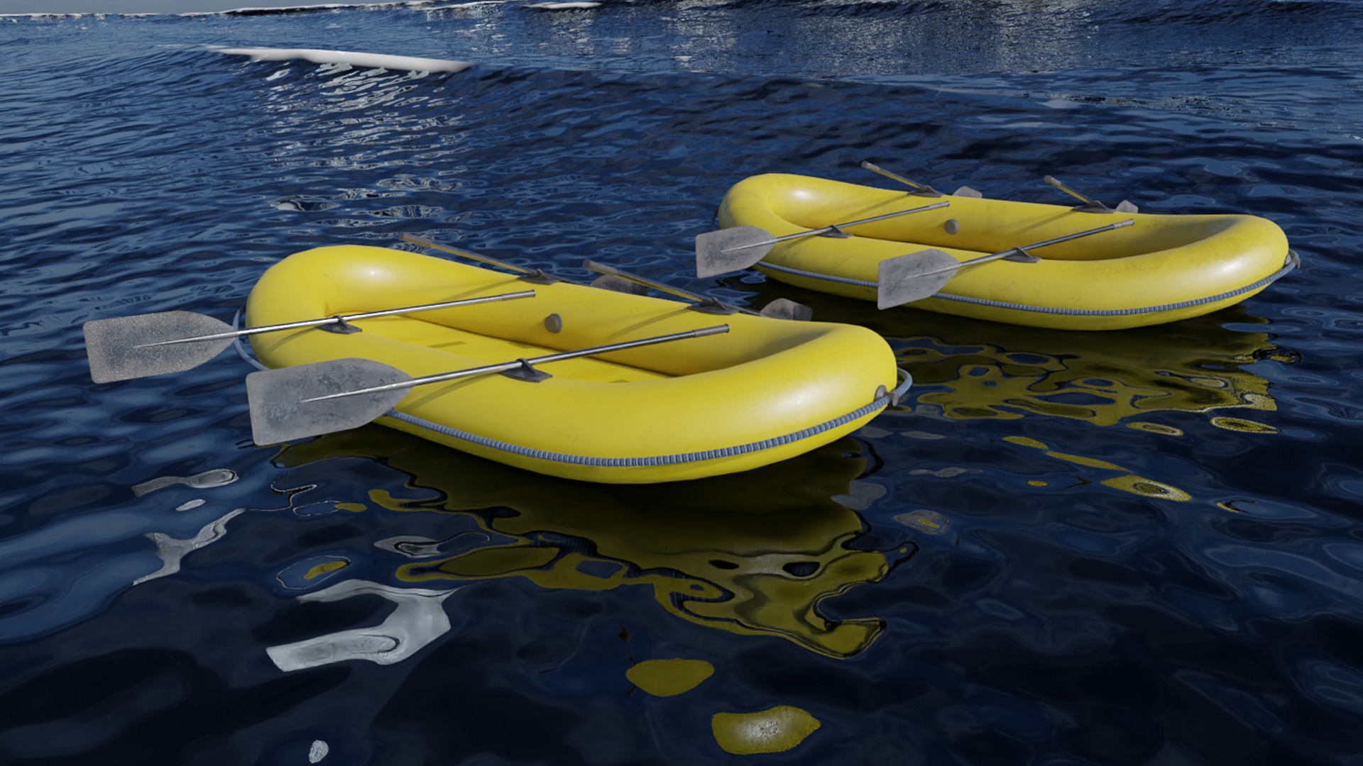 Inflatable Boat - Rubber Dinghy - Liferaft Low-poly 3D model_2