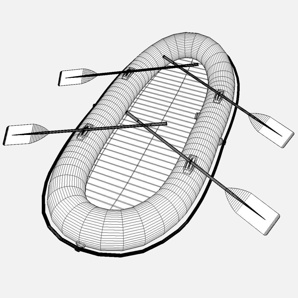 Inflatable Boat - Rubber Dinghy - Liferaft Low-poly 3D model_5