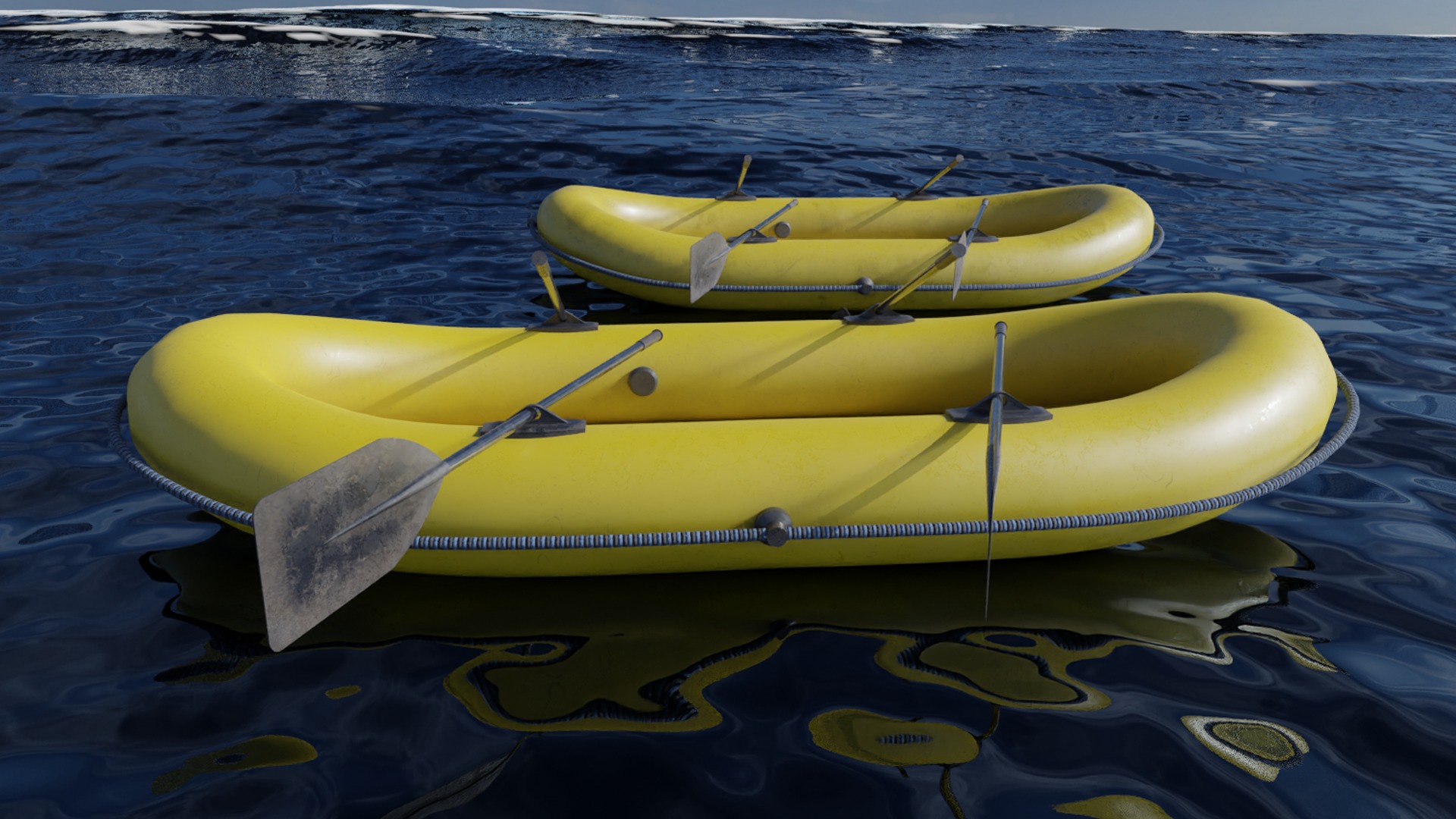 Inflatable Boat - Rubber Dinghy - Liferaft Low-poly 3D model_3