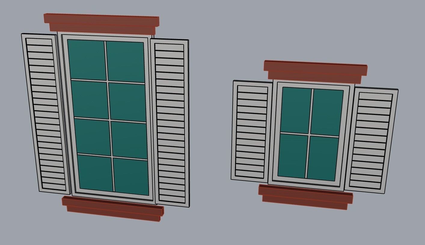 Architectural window with surrounds large and small 3D model_2