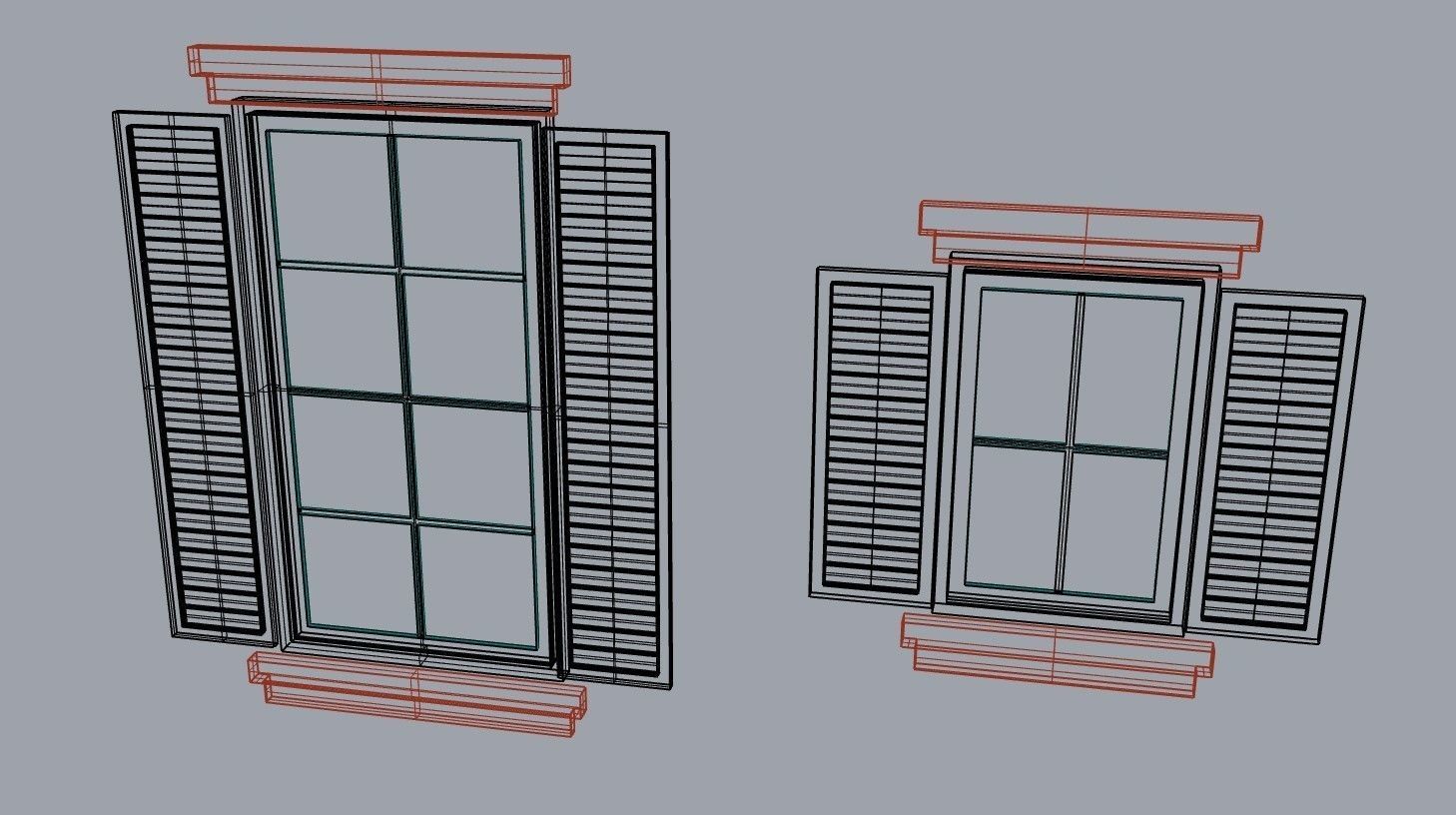 Architectural window with surrounds large and small 3D model_1