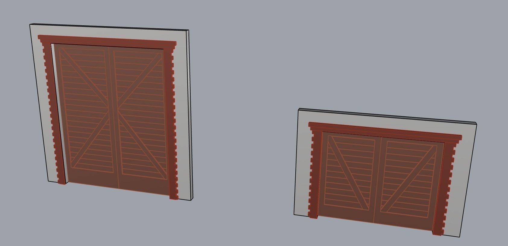 architectural garage barn door  with surrounds large and small 3D model_1