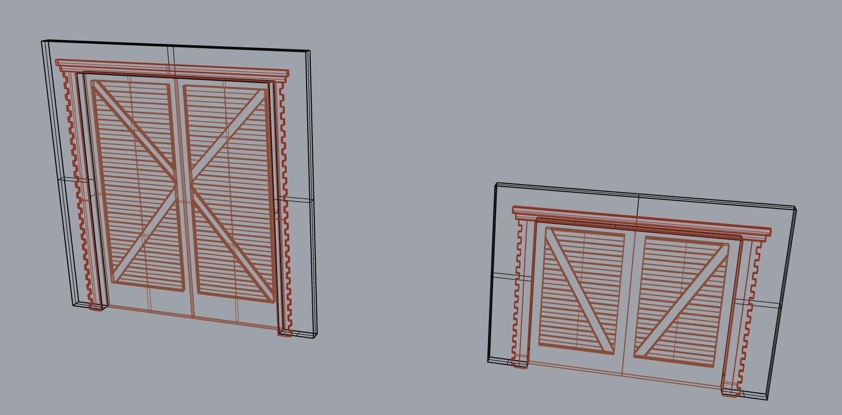 architectural garage barn door  with surrounds large and small 3D model_2