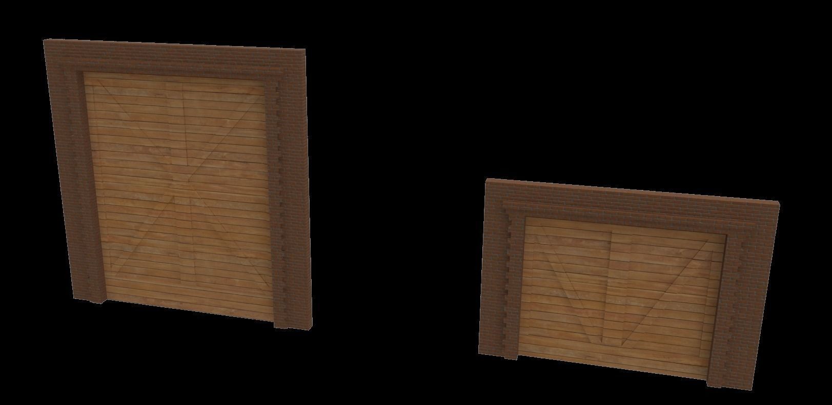 architectural garage barn door  with surrounds large and small 3D model_0
