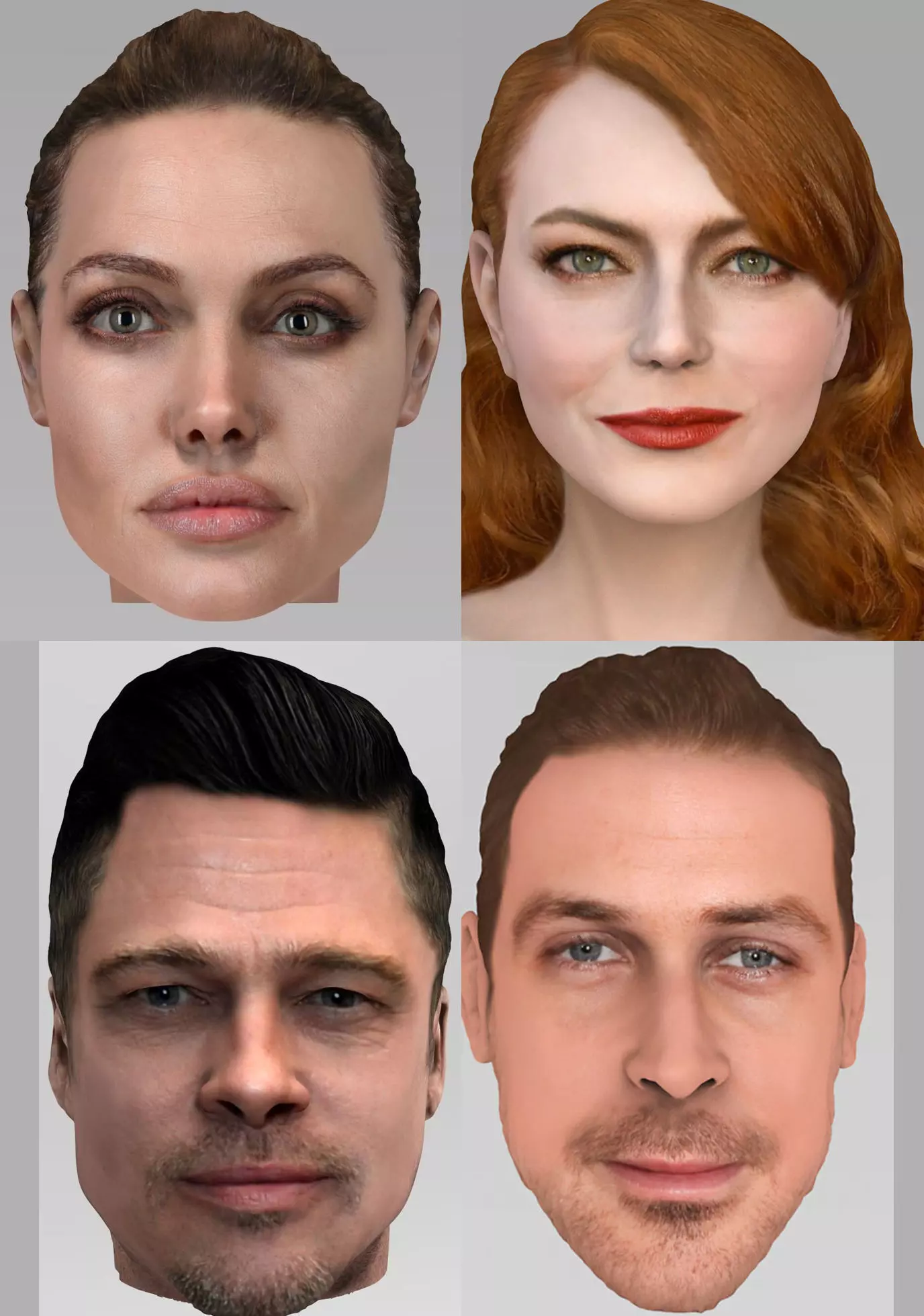 Hollywood actors pack - Jolie Pitt Stone Gosling 3D model_0