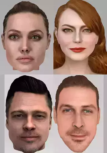 Hollywood actors pack - Jolie Pitt Stone Gosling 3D model