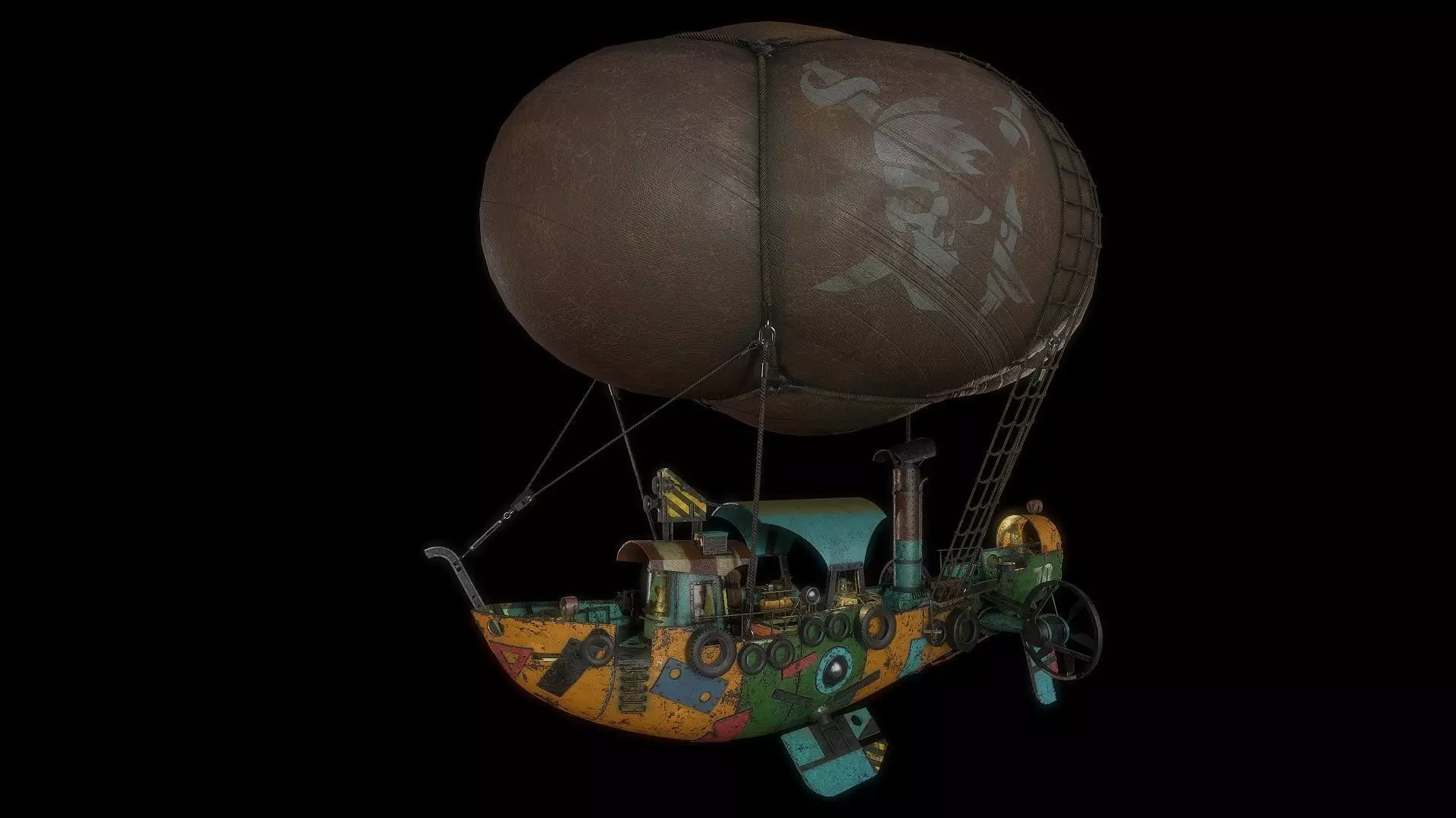 AirShip steampunk Low-poly 3D model