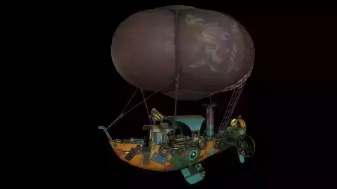 AirShip steampunk Low-poly 3D model