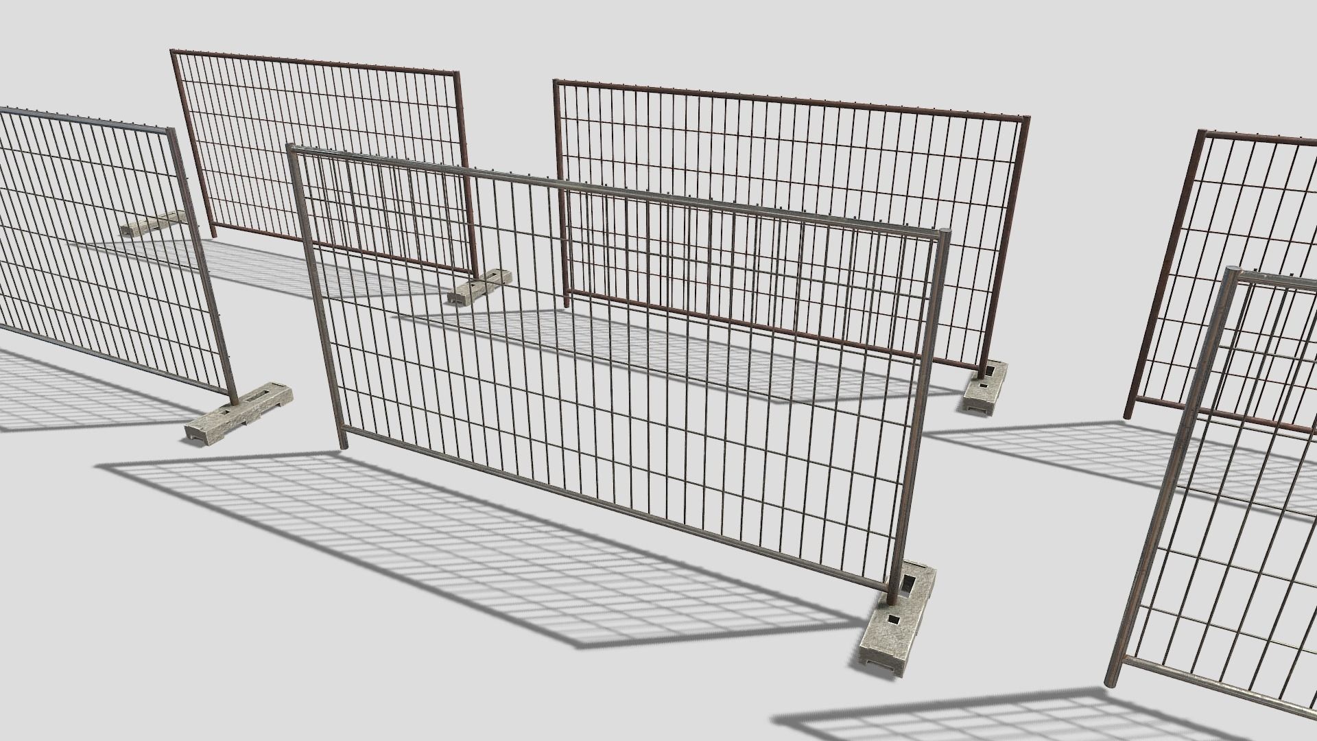 Low Poly PBR Modular Construction Fence Low-poly 3D model_4