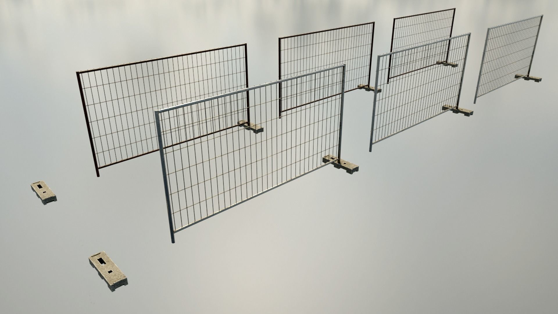 Low Poly PBR Modular Construction Fence Low-poly 3D model_2
