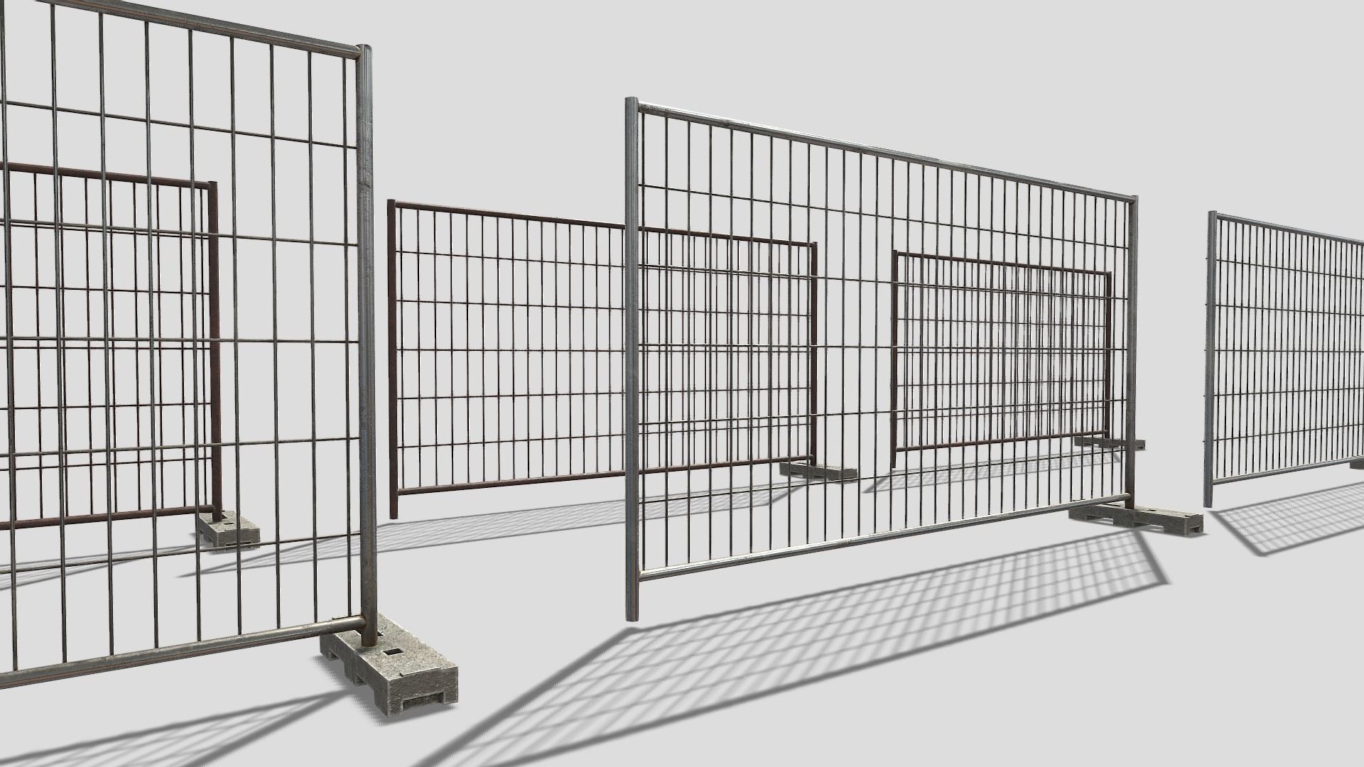 Low Poly PBR Modular Construction Fence Low-poly 3D model_5
