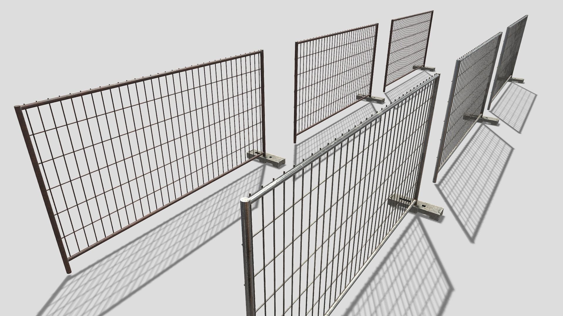 Low Poly PBR Modular Construction Fence Low-poly 3D model_7