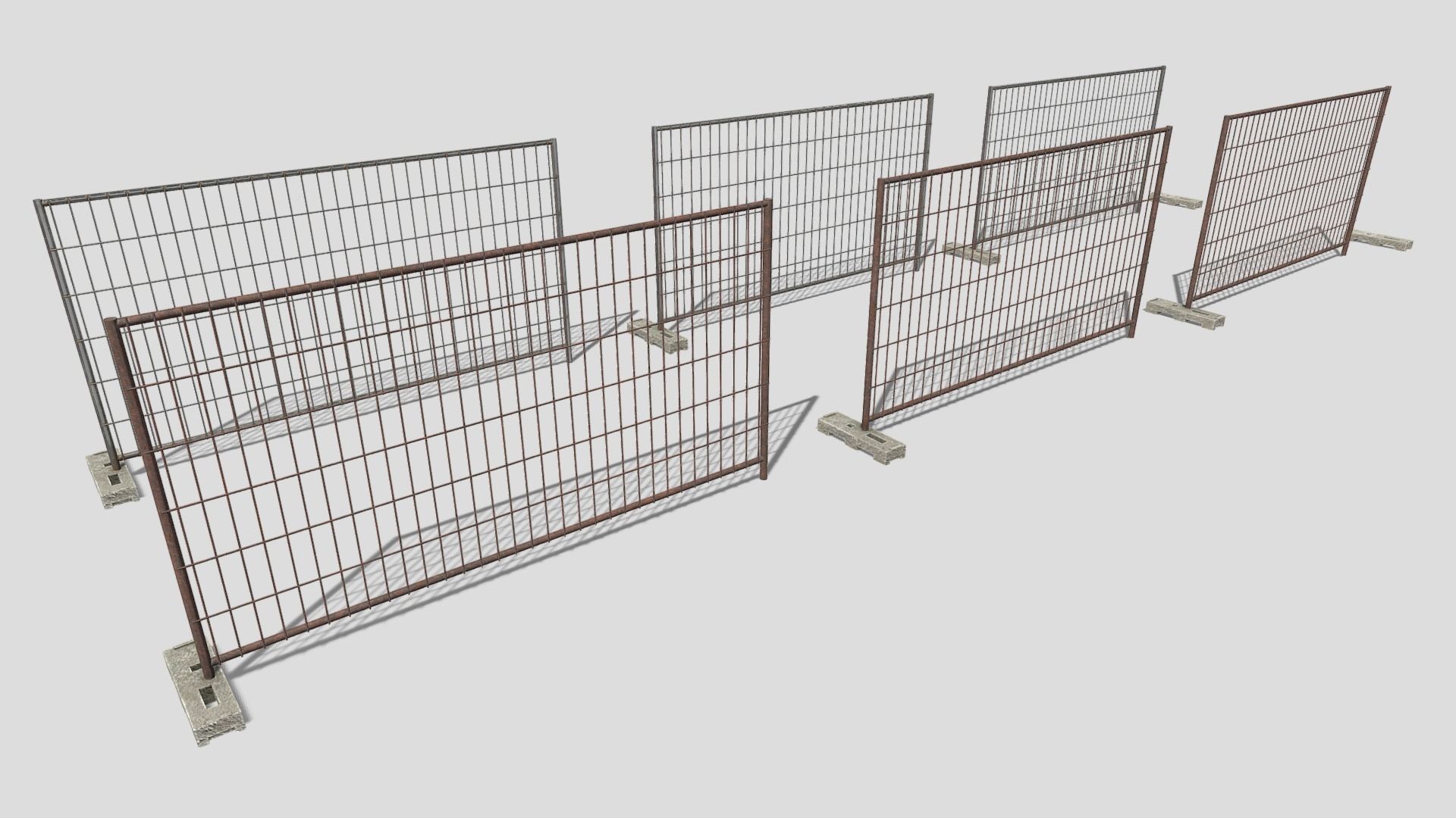 Low Poly PBR Modular Construction Fence Low-poly 3D model_3