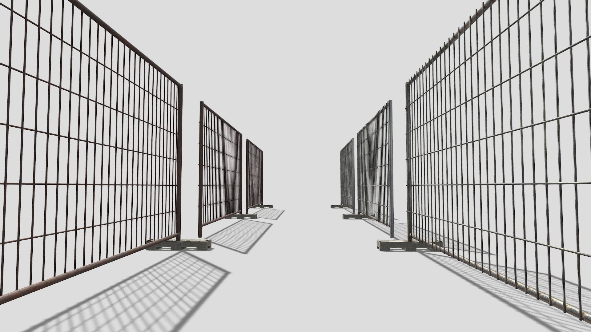 Low Poly PBR Modular Construction Fence Low-poly 3D model_6