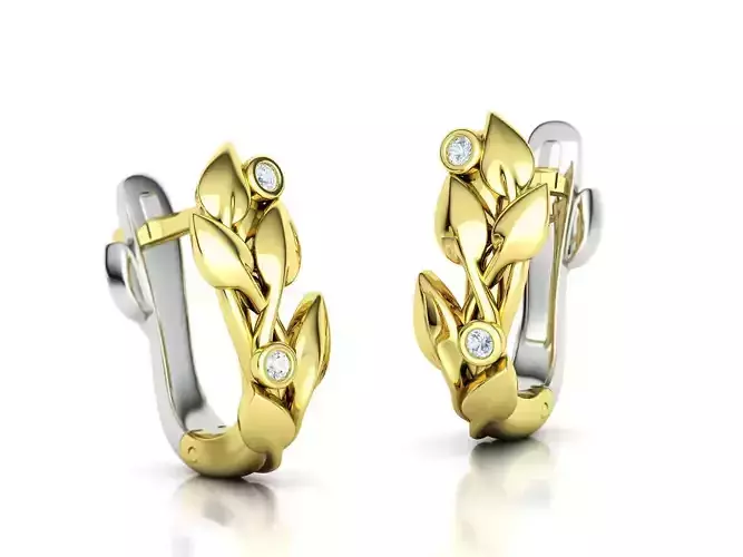 Floral Leaf Earrings Own design Leaves Earring  3D print model  3D print model