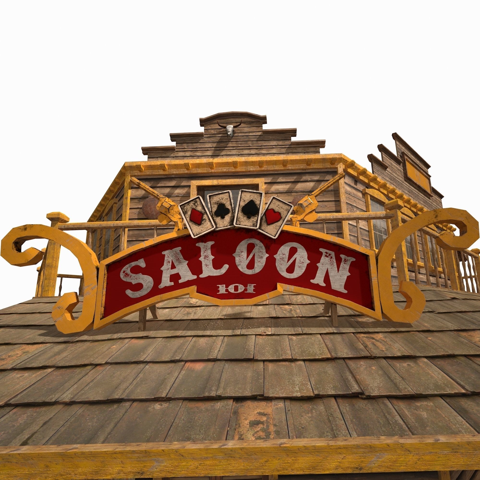 Western Saloon Low-poly 3D model_8