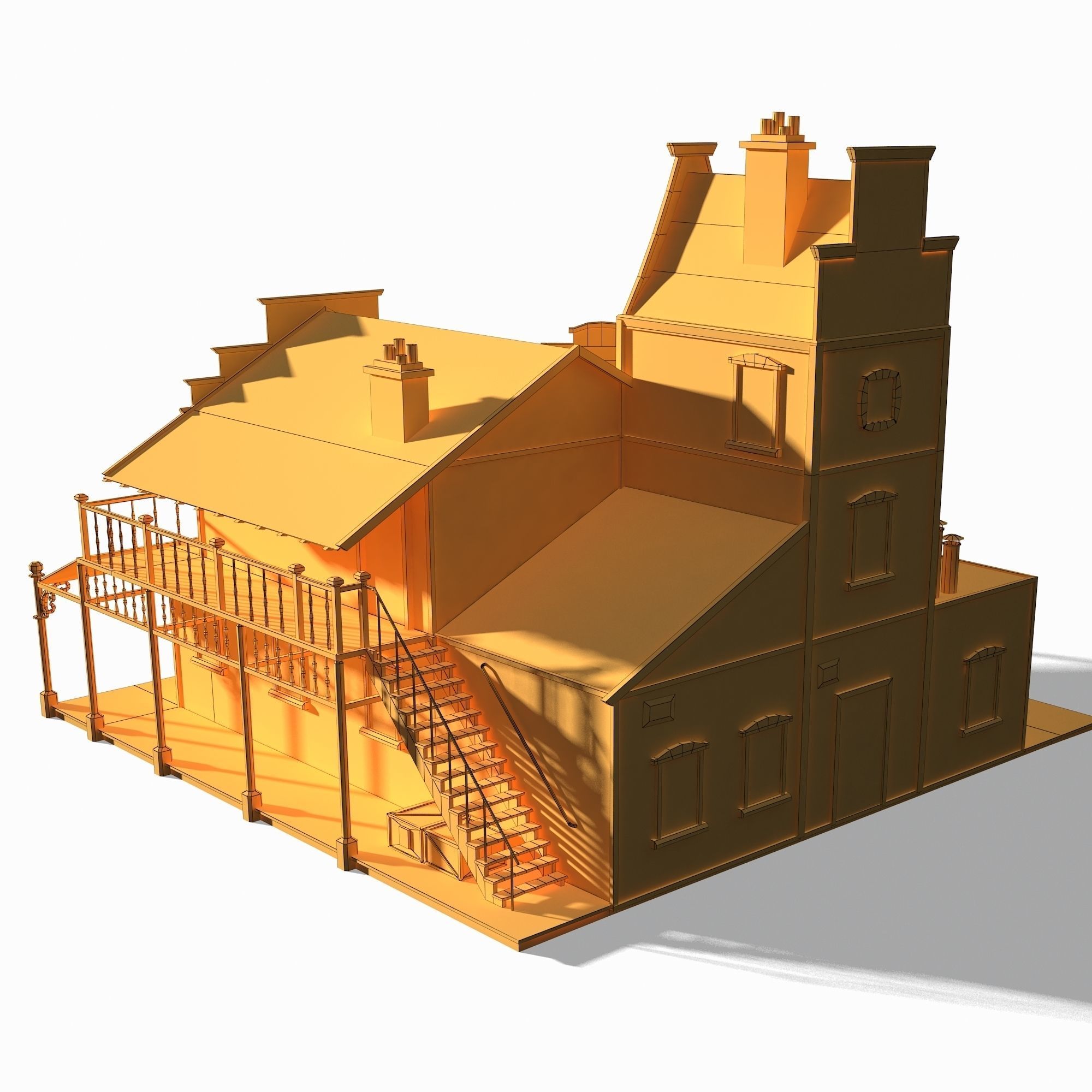 Western Saloon Low-poly 3D model_15
