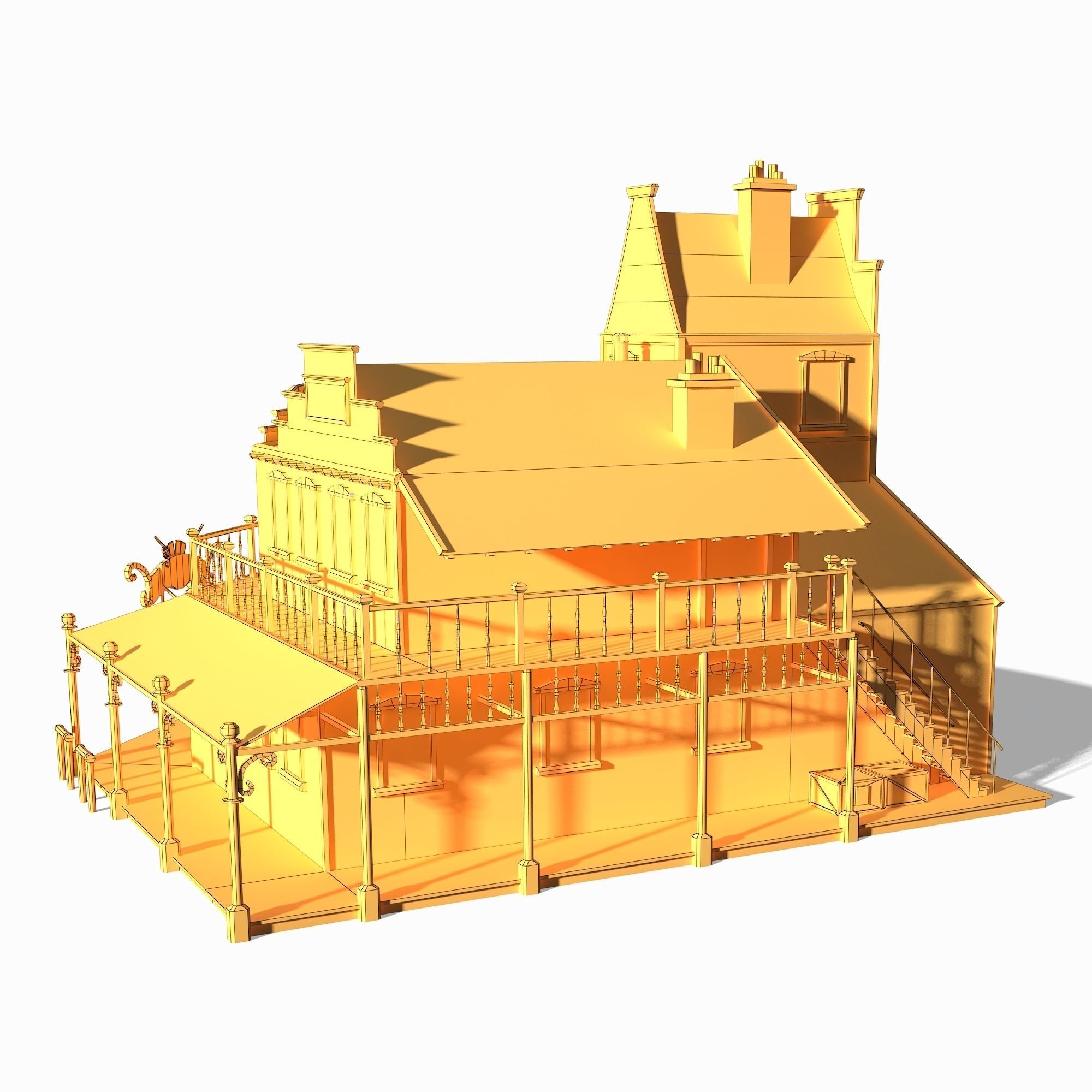 Western Saloon Low-poly 3D model_14