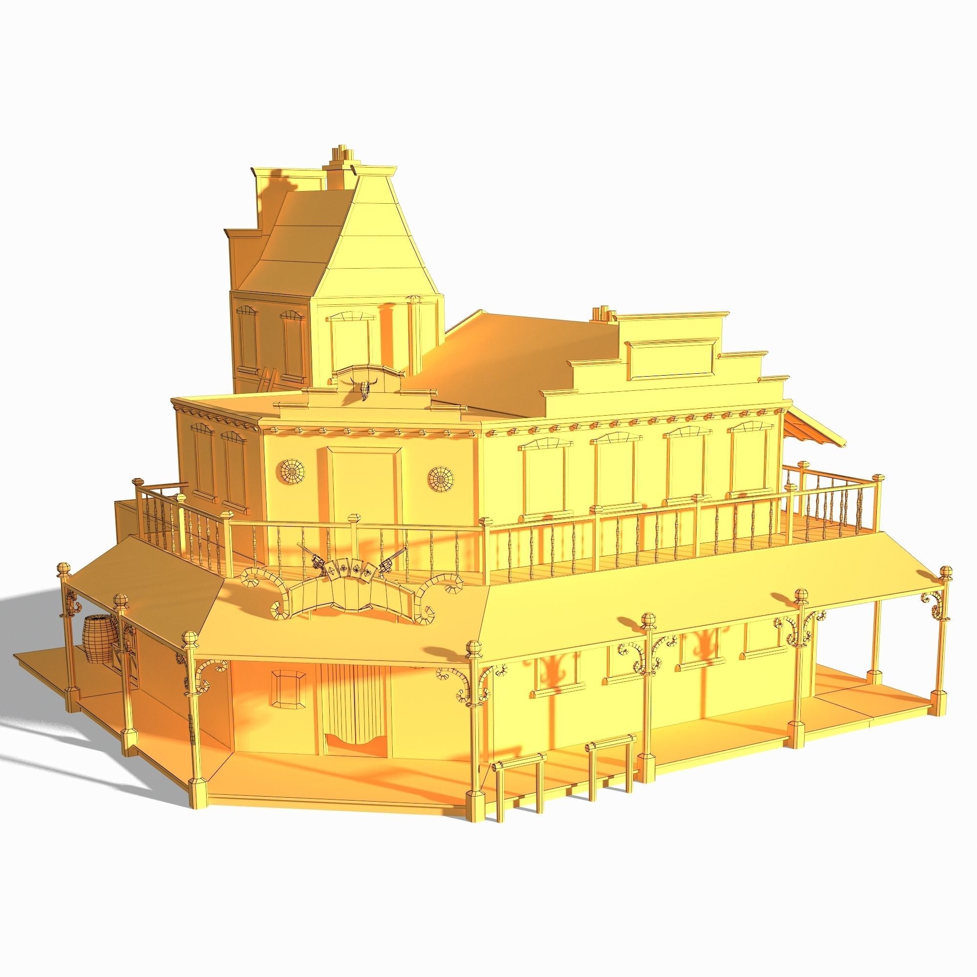 Western Saloon Low-poly 3D model_13
