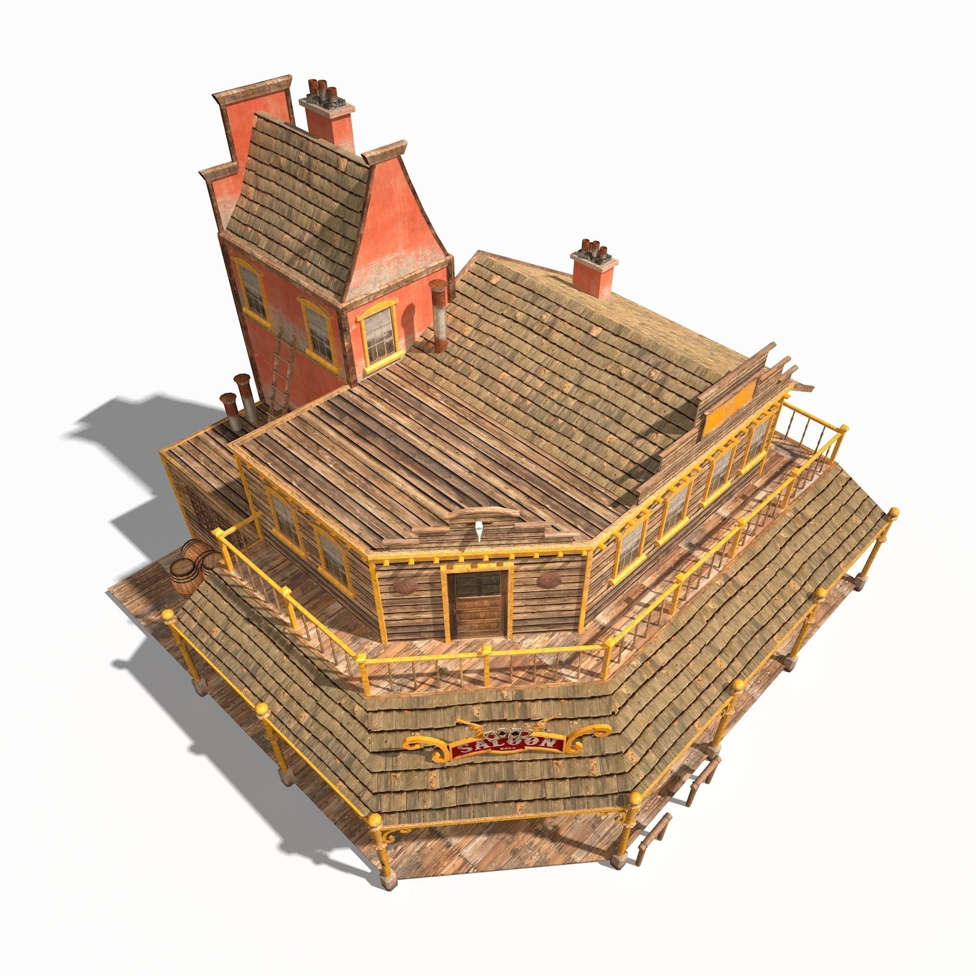 Western Saloon Low-poly 3D model_6