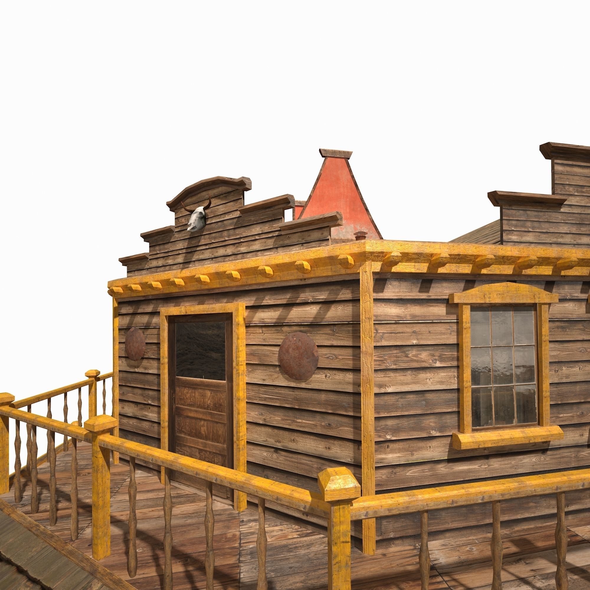 Western Saloon Low-poly 3D model_12