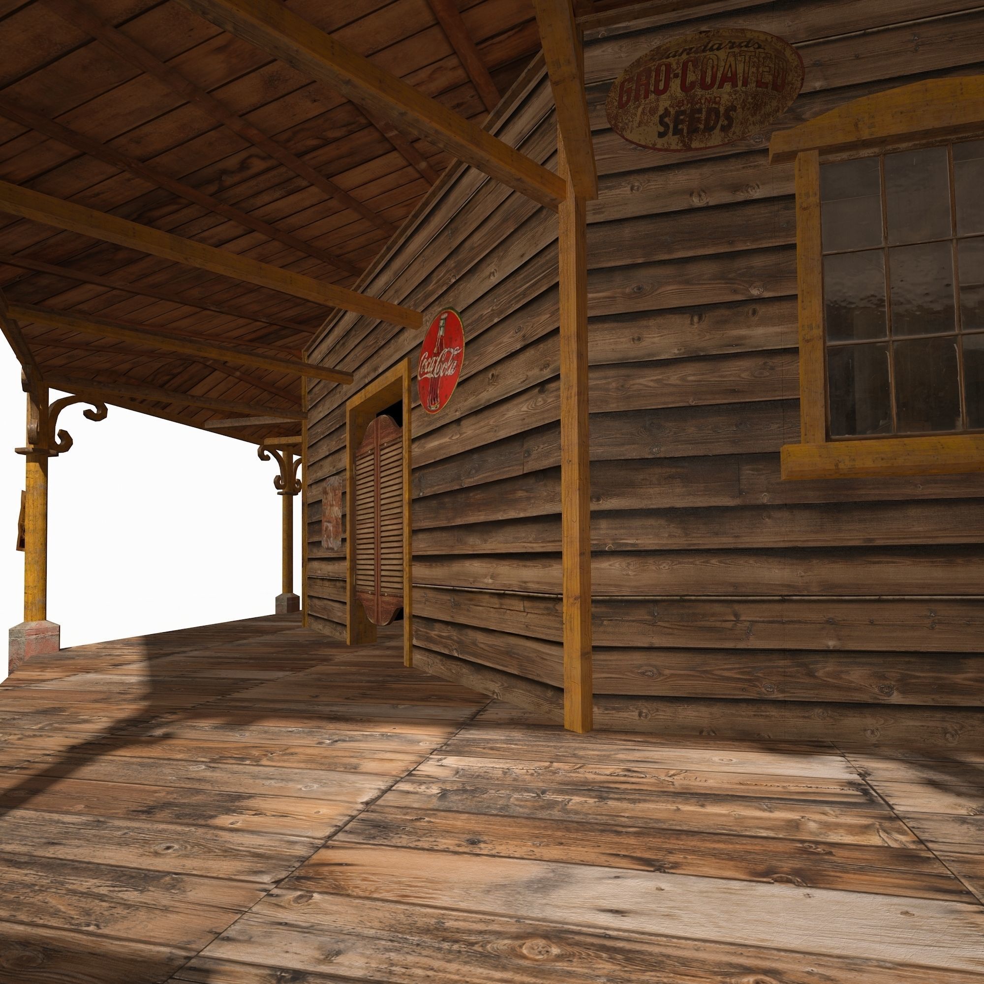 Western Saloon Low-poly 3D model_11