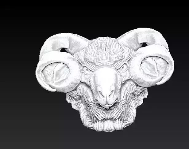 horned ram bust 3D print model