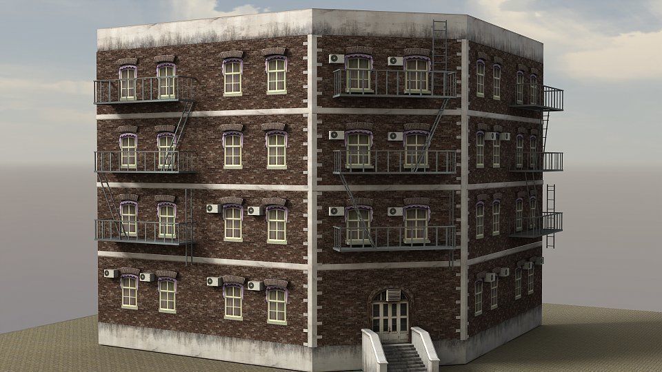 Modern City Low-poly 3D model_5