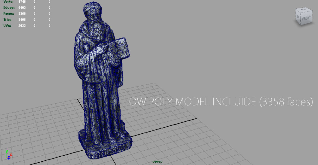 Saint Benedict Low-poly 3D model_6